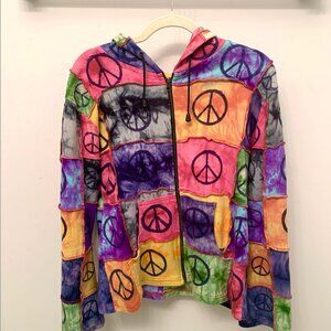 SOLD KPC Hoodie Jacket Women's Colorful Art Wear Patchwork Boho Hippie